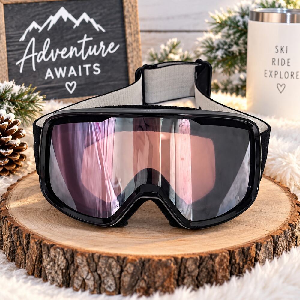 Smith Ski Snowboard Goggles Black Frame Pink Rose Tinted Lens Adjustable Strap